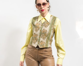 Vintage boho vest floral top waistcoat women size S
