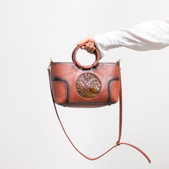 Rusty Handbag Vintage Ethnic Floral Pattern Retro Shoulder Bag Etsy Israel