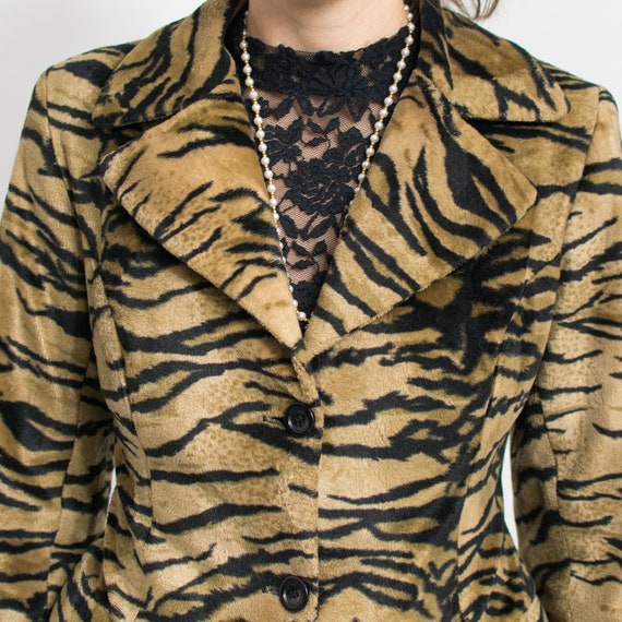 Tiger faux fur jacket Vintage 90's coat animal pa… - image 3