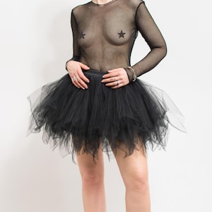 Tulle skirt tutu vintage mesh black sheer women one size