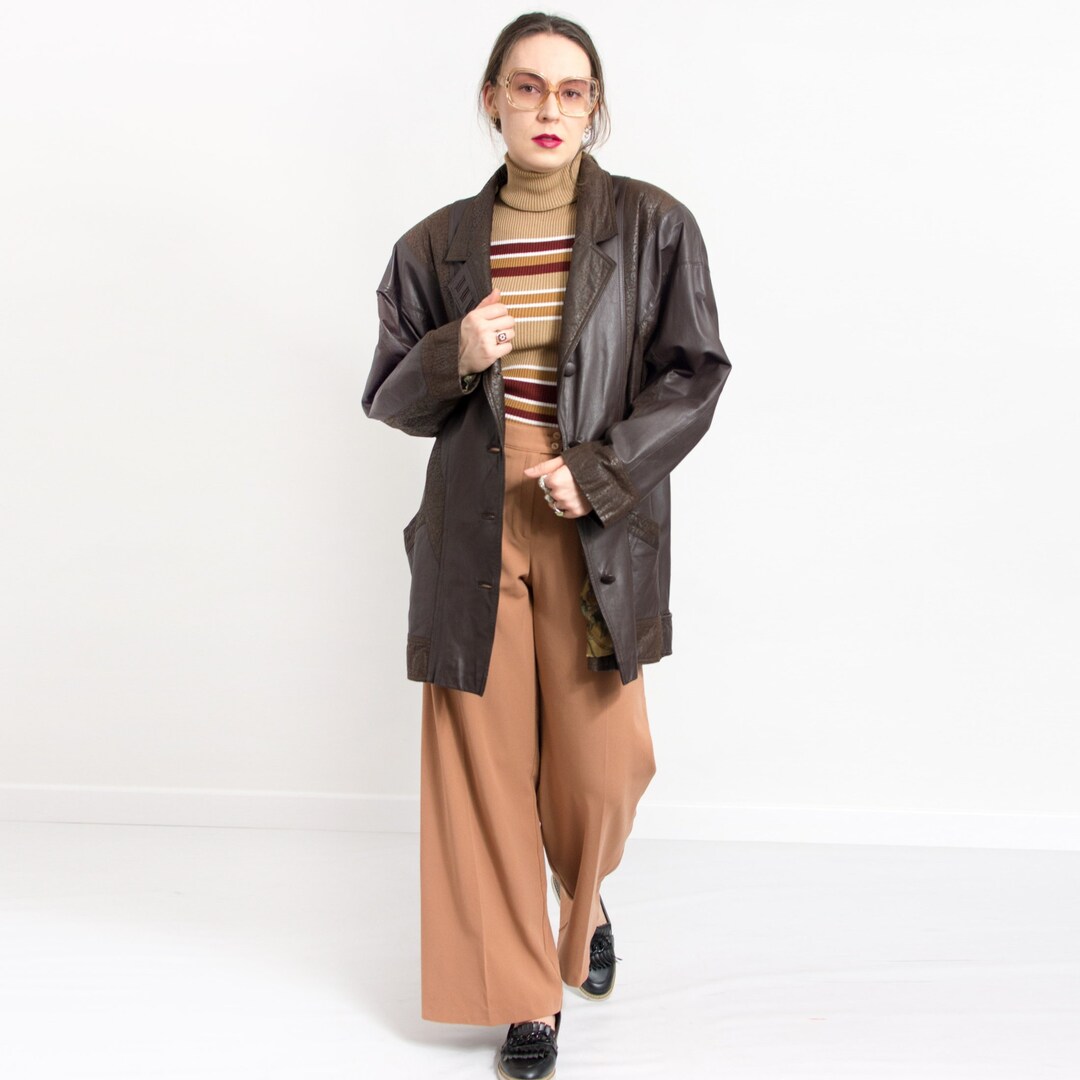 80's Oversized Maxi Length Leather Coat main image 1