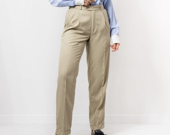 Vintage suit pants cream minimalist pleated trousers women size W30 L31