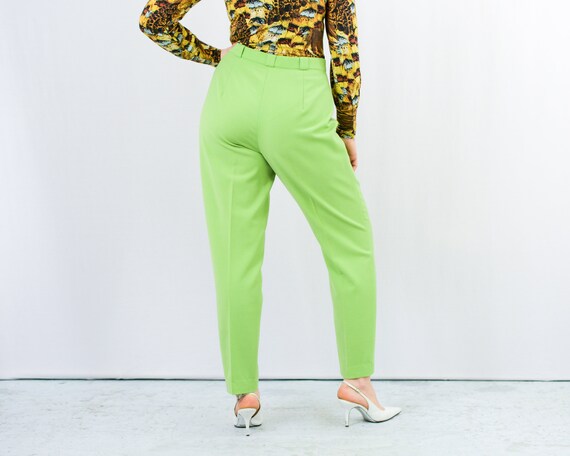 Pistachio Pants Vintage Green Trousers Tapered Leg Stretchy High