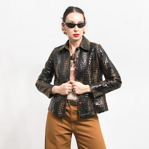 Veste en similicuir vintage fabriquée aux États-Unis pour femme taille S