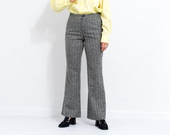 Flared pants vintage striped gray suit trousers minimalist women size L