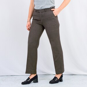 Brown wool pants vintage suit trousers minimalist women Large image 7