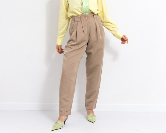 Pleated Linen Pants Vintage Super High Waist Trousers Tapered - Etsy