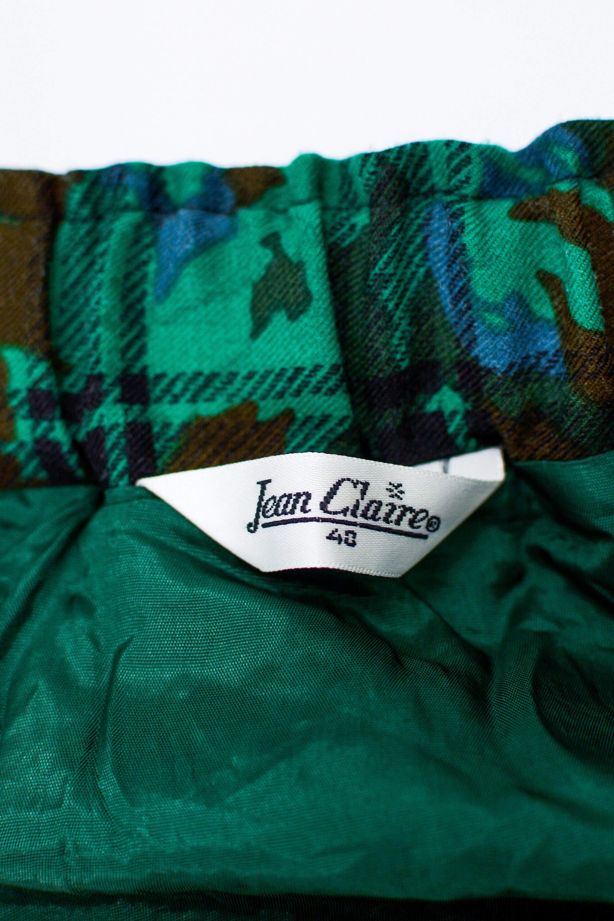 Green Plaid Set Skirt and Blouse Suit Tartan Vintage Wool Autumn Retro ...