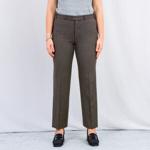 Brown wool pants vintage suit trousers minimalist women Large image 5