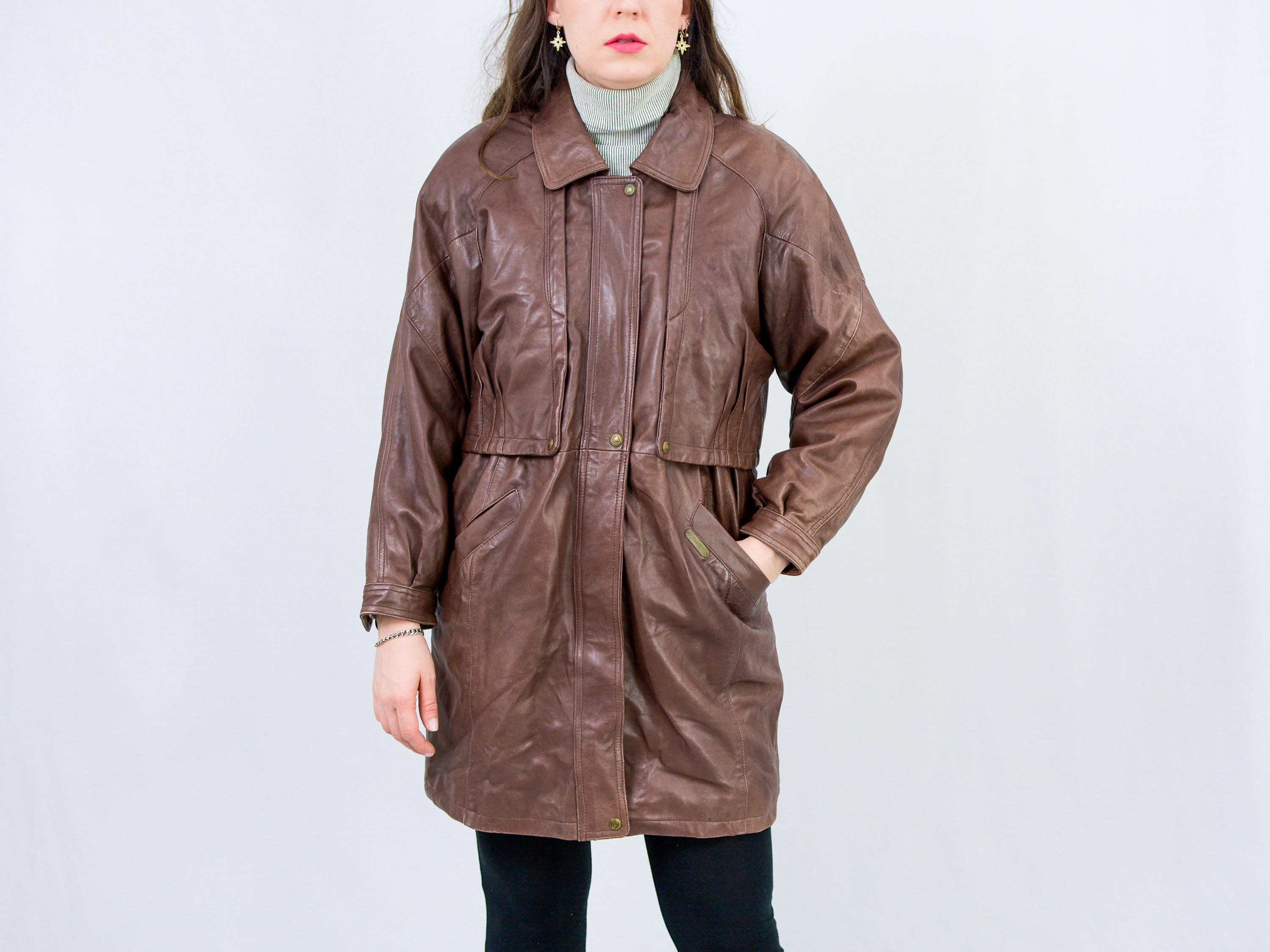 80s Leather Jacket Bronze CAMERO Vintage Padded Shoulders - Etsy