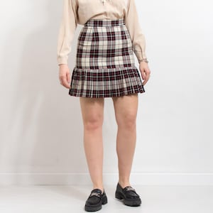 Mini wool skirt vintage plaid schoolgirl tartan preppy size M
