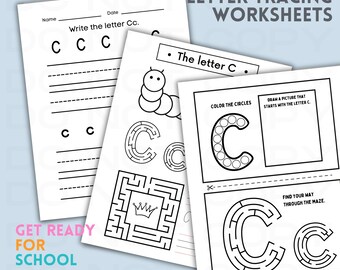 Buchstabe C Arbeitsblätter: Pre-K Handschrift-Übungen (druckbare PDF-Datei)