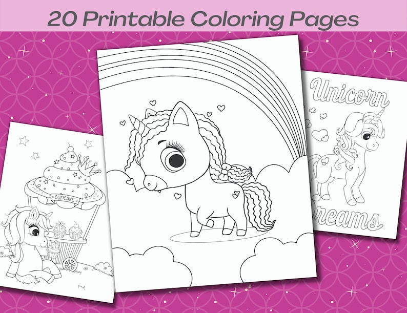 Unicorn Coloring Pages 20 Printable Unicorn Coloring Pages, Girls ...