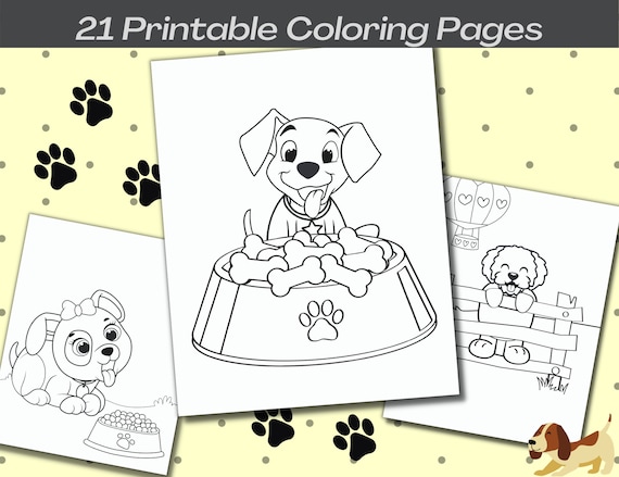 puppy coloring pages 21 printable puppy coloring pages etsy