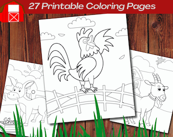 Páginas para colorear animales de granja - 27 páginas imprimibles para colorear animales de granja, actividad agrícola, cumpleaños de la granja, páginas para colorear para los niños