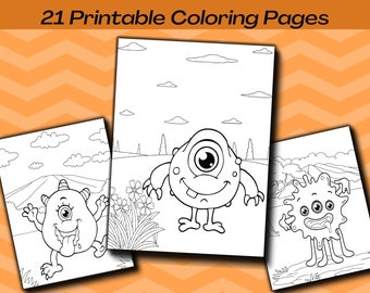Monster Coloring Pages - 21 páginas para colorear de monster imprimibles, cumpleaños de niños, cumpleaños de monstruos, páginas para colorear para niños, fiesta de Halloween