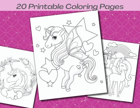 unicorn coloring pages 20 printable unicorn coloring pages etsy