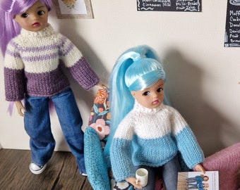 Fashion Doll Knitting Pattern DK Raglan Sleeve Jumper 11 to 12 inch Dolls