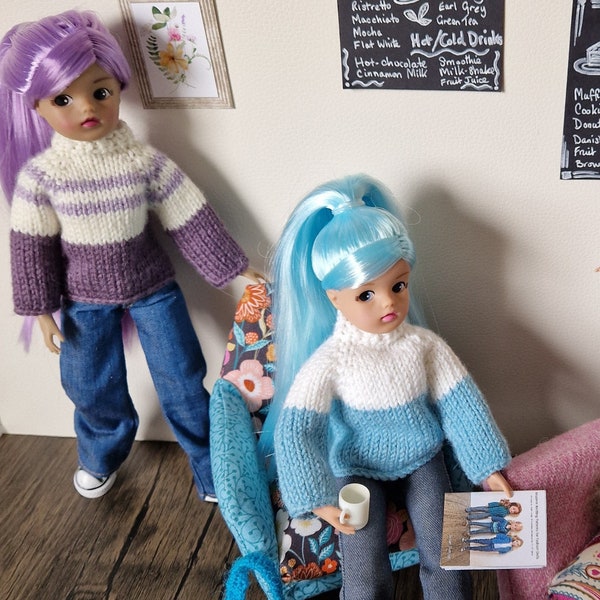 Fashion Doll Knitting Pattern DK Raglan Sleeve Jumper 11 to 12 inch Dolls