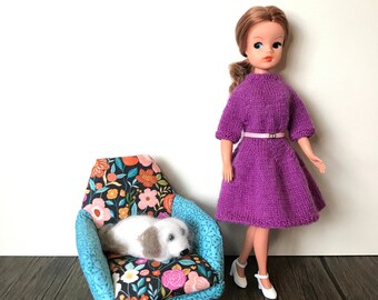 Doll Knitting Pattern for 11-12 inch Fashion Dolls 40s Style Dress