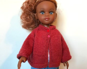 Doll Knitting Pattern for 13 inch Slim-body Dolls Loose-fit Cardigan fits Paola Reina