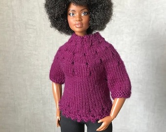 Doll Knitting Pattern for 11-12 inch Fashion Dolls Lacey Eyelet Top