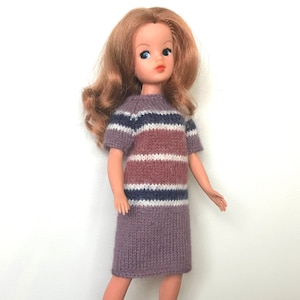 Doll Knitting Pattern for 11-12 inch Fashion Dolls 60s Style Dress