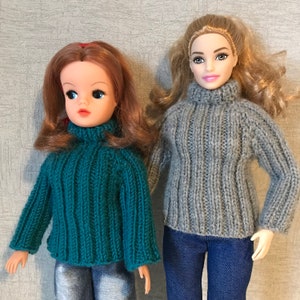 Doll Knitting Pattern for 11-12 inch Fashion Dolls Ribbed Jumper