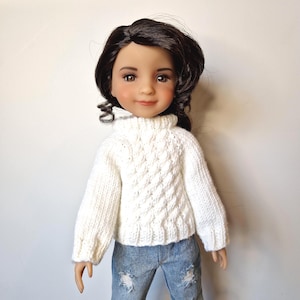 Doll Sweater Knitting Pattern 14-15 inch Slim-body Dolls Cable-knit Jumper fits Ruby Red Fashion Friends