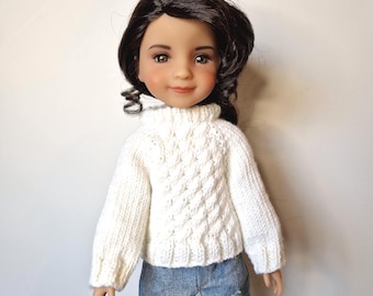 Doll Sweater Knitting Pattern 14-15 inch Slim-body Dolls Cable-knit Jumper fits Ruby Red Fashion Friends