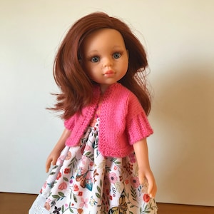 Doll Knitting Pattern for 13 inch Slim-body Dolls Short-sleeve Cardigan fits Paola Reina