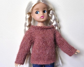 Doll Knitting Pattern for 11 to 12 inch Fashion Dolls Wide-neck Cosy Sweater