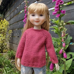 Doll Sweater Knitting Pattern 14-15 inch Slim-body Dolls Raglan Sleeve Jumper fits Ruby Red Fashion Friends
