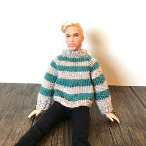 Doll Knitting Pattern for 11-12 inch Male Fashion Dolls Striped Jumper