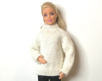 Doll Knitting Pattern for 11-12 inch Fashion Dolls Slim-fit Raglan Sleeve Jumper