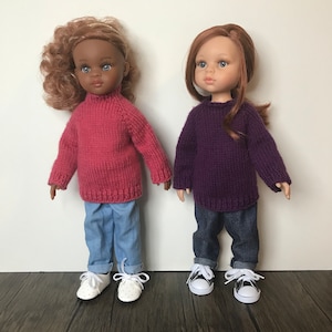 Doll Knitting Pattern for 13 inch Slim-body Dolls Classic Jumper fits Paola Reina
