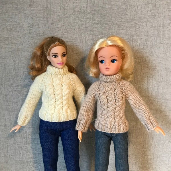 Fashion Doll Knitting Pattern Cable-knit Jumper for 11 to 12 inch Fashion Dolls