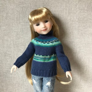 Doll Sweater Knitting Pattern 14-15 inch Slim-body Dolls Variegated Jumper fits Ruby Red Fashion Friends