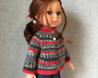Doll Knitting Pattern for 13 inch Slim-body Dolls Variegated Jacket fits Paola Reina