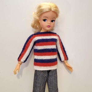 Doll Knitting Pattern for 11-12 inch Fashion Dolls Weekender-Style Pullover Sweater