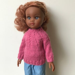 Doll Knitting Pattern for 13 inch Slim-body Dolls Classic Jumper Sweater fits Paola Reina