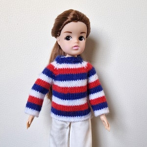 Doll Knitting Pattern for 11-12 inch Fashion Dolls Weekender-Style Raglan-Sleeve Zipped Sweater