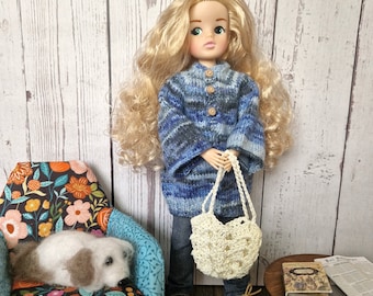 Doll Knitting Pattern for 11-12 inch Fashion Dolls Baggy Sweater with Placket