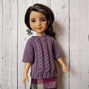 Doll Top Knitting Pattern 14-15 inch Slim-body Dolls Cable-knit Short-sleeve fits Ruby Red Fashion Friends