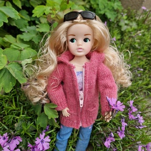 Doll Knitting Pattern for 11-12 inch Fashion Dolls Zip-up Hoodie Jacket