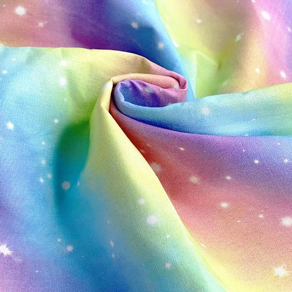 Little Johnny 100% Cotton Fabric - Digitally Printed - Pastel Rainbow Galaxy