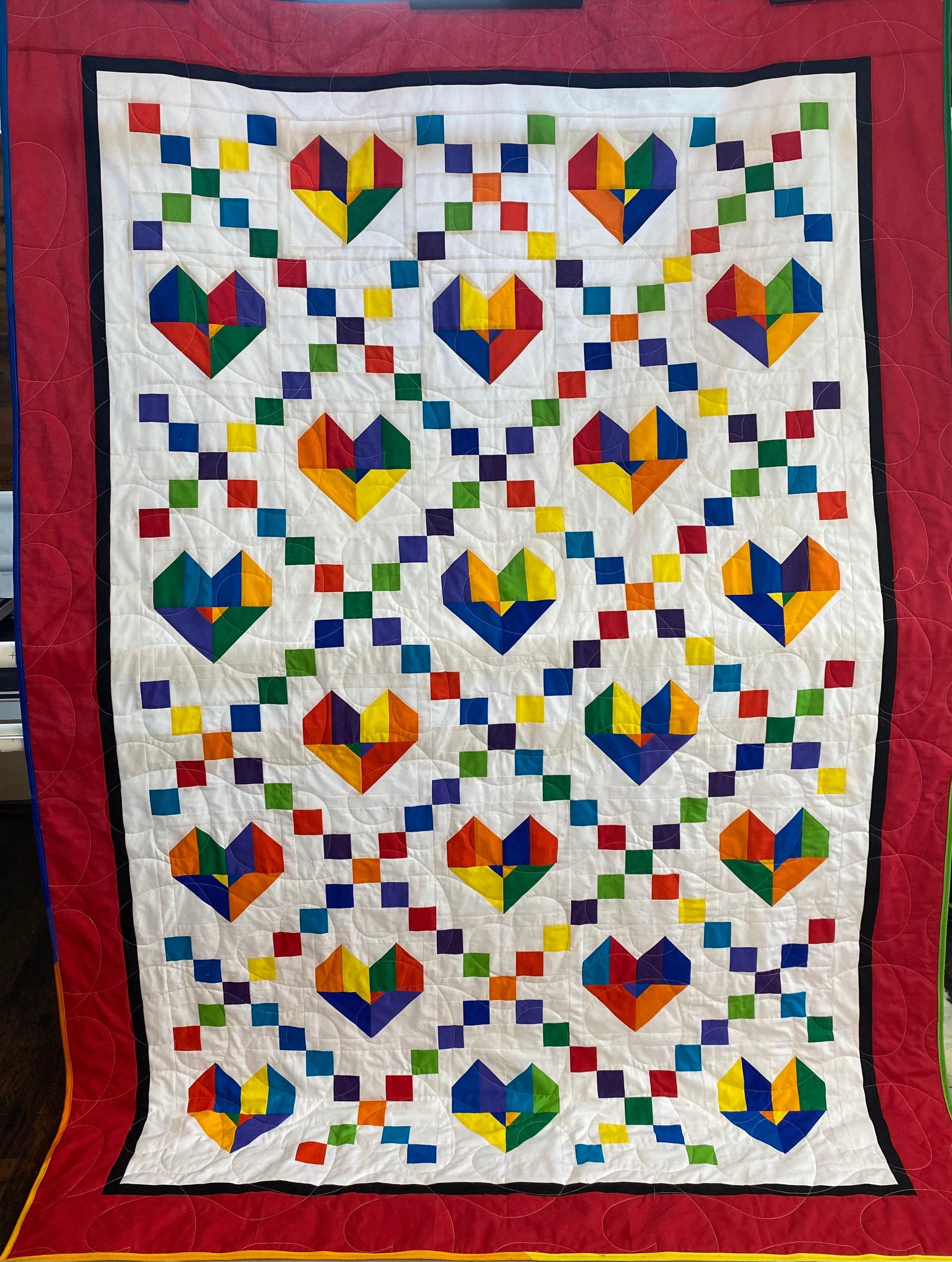 Pride Quilt With Hearts and Irish Chain - Etsy