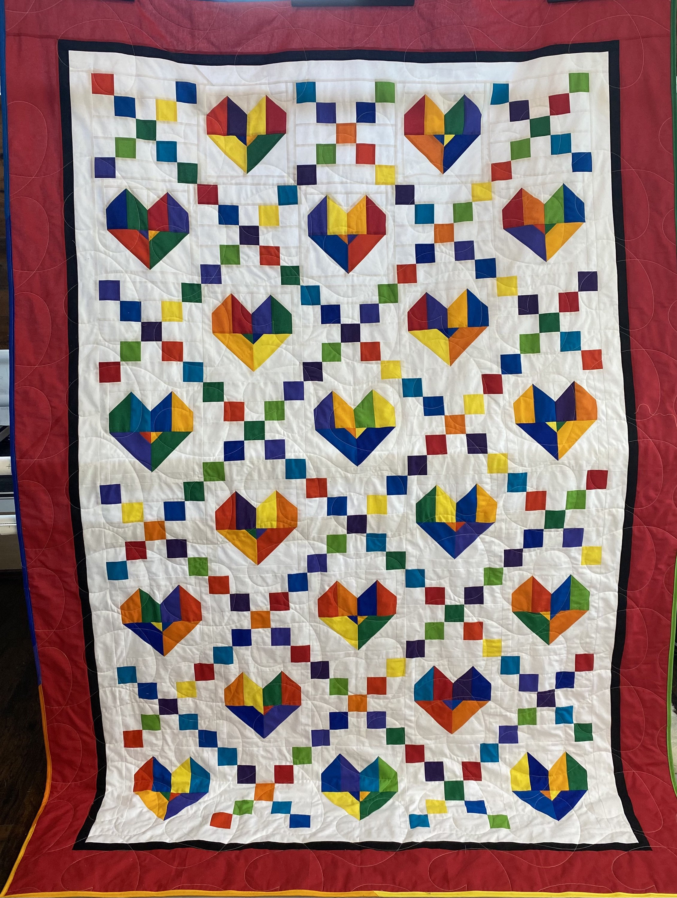 Pride Quilt With Hearts and Irish Chain Etsy