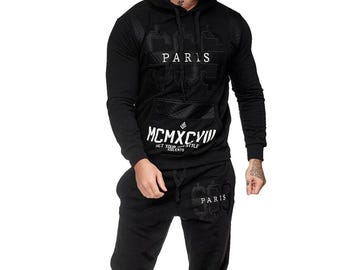 Zestawy dresowe Paris dla mężczyzn i kobiet, wysokiej jakości, z grubej bawełny, sportowy dres, 2 części, bluzy z kapturem na siłownię, długi rękaw, **WYSYŁKA TEGO SAMEGO DNIA**