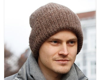 Hand-knitted hat, knitted hipster hat for men, 65% Alpaca, Polyamide and wool, handmade, hand-knitted, handcrafted